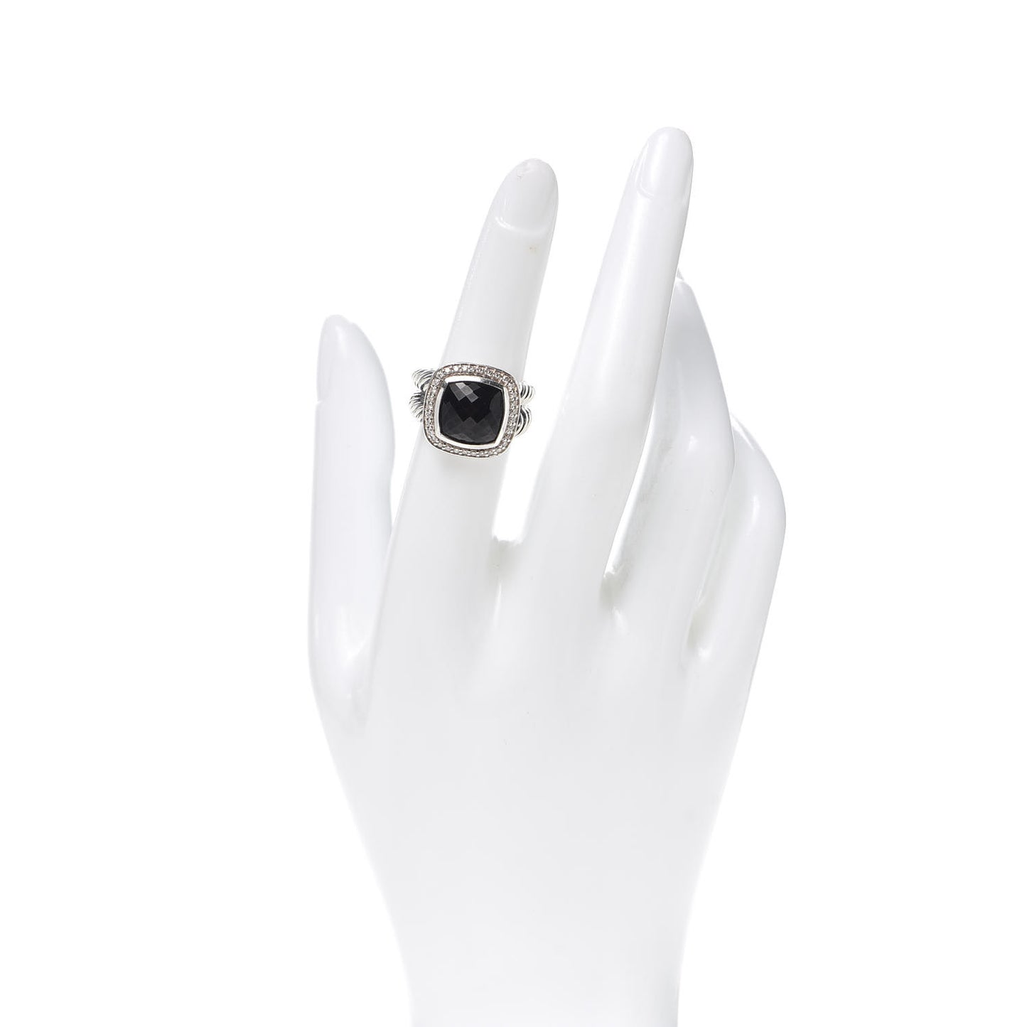Sterling Silver Diamond Black Onyx 11mm Albion Ring 52 6