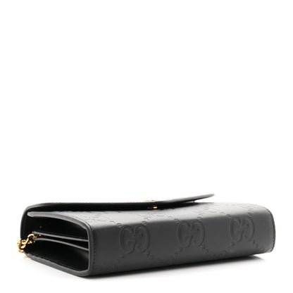 Gucci Calfskin GG Debossed Chain Wallet Black 4 of 10