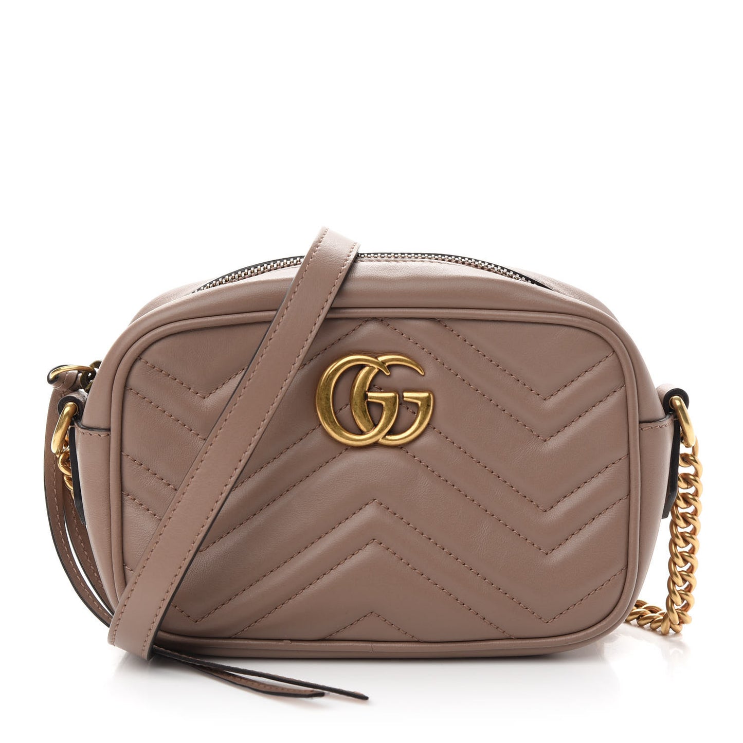 Calfskin Matelasse Mini GG Marmont Chain Shoulder Bag Porcelain Rose