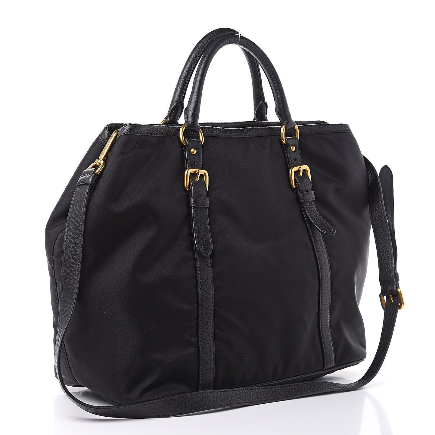 Tessuto Nylon Vitello Daino Tote Black