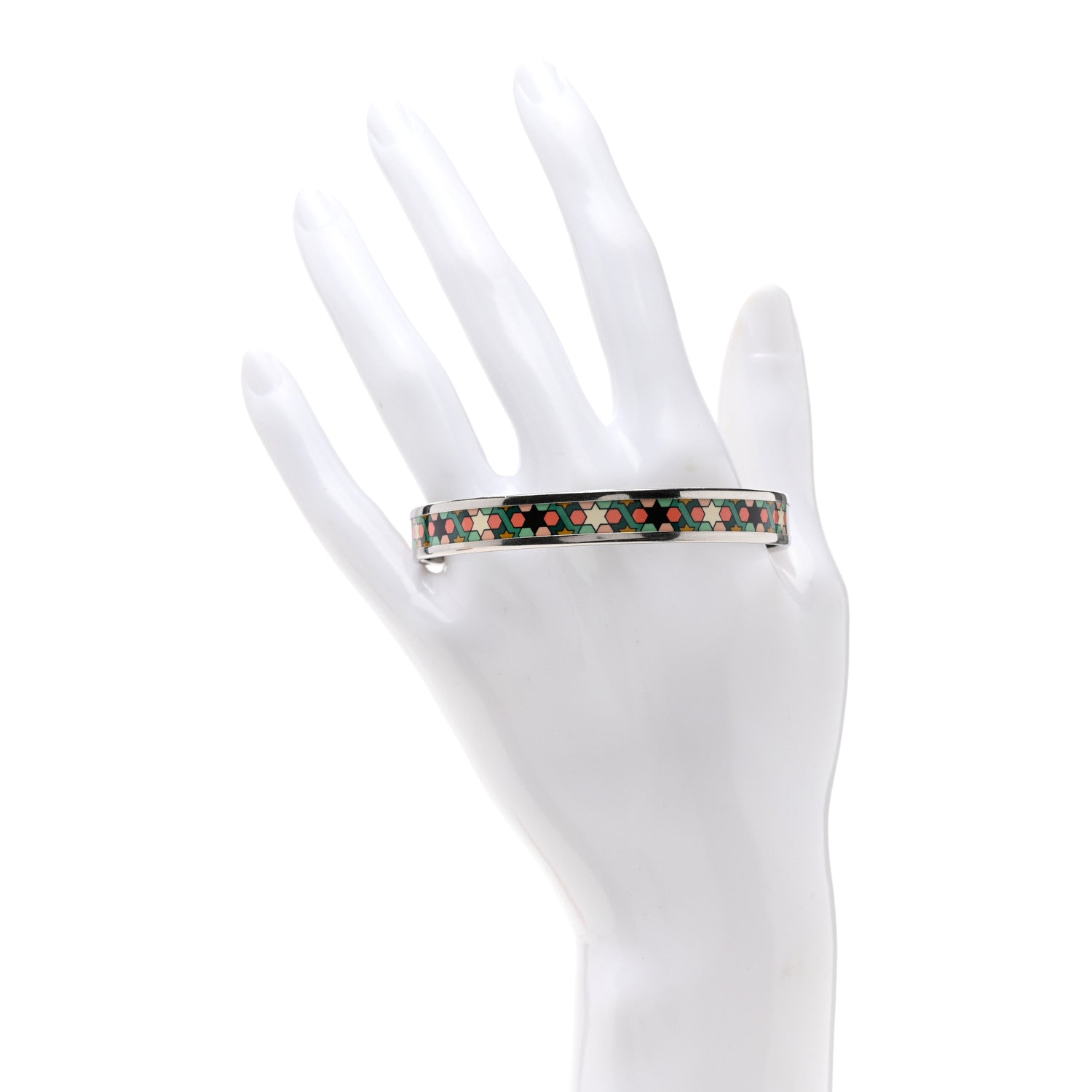 Hermes Enamel Printed Narrow Rose de Compas Bracelet 65 2 of 6