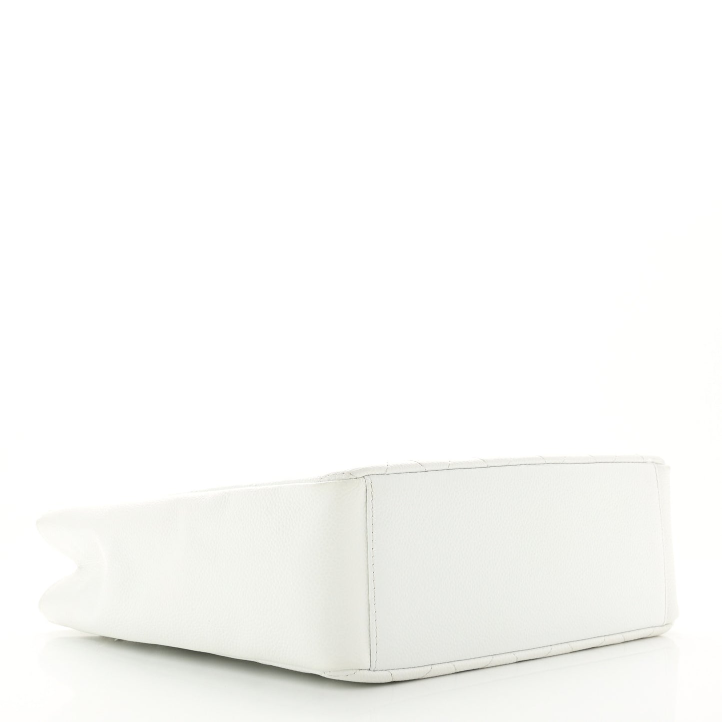 Caviar Quilted Petit Shopping Tote PST White