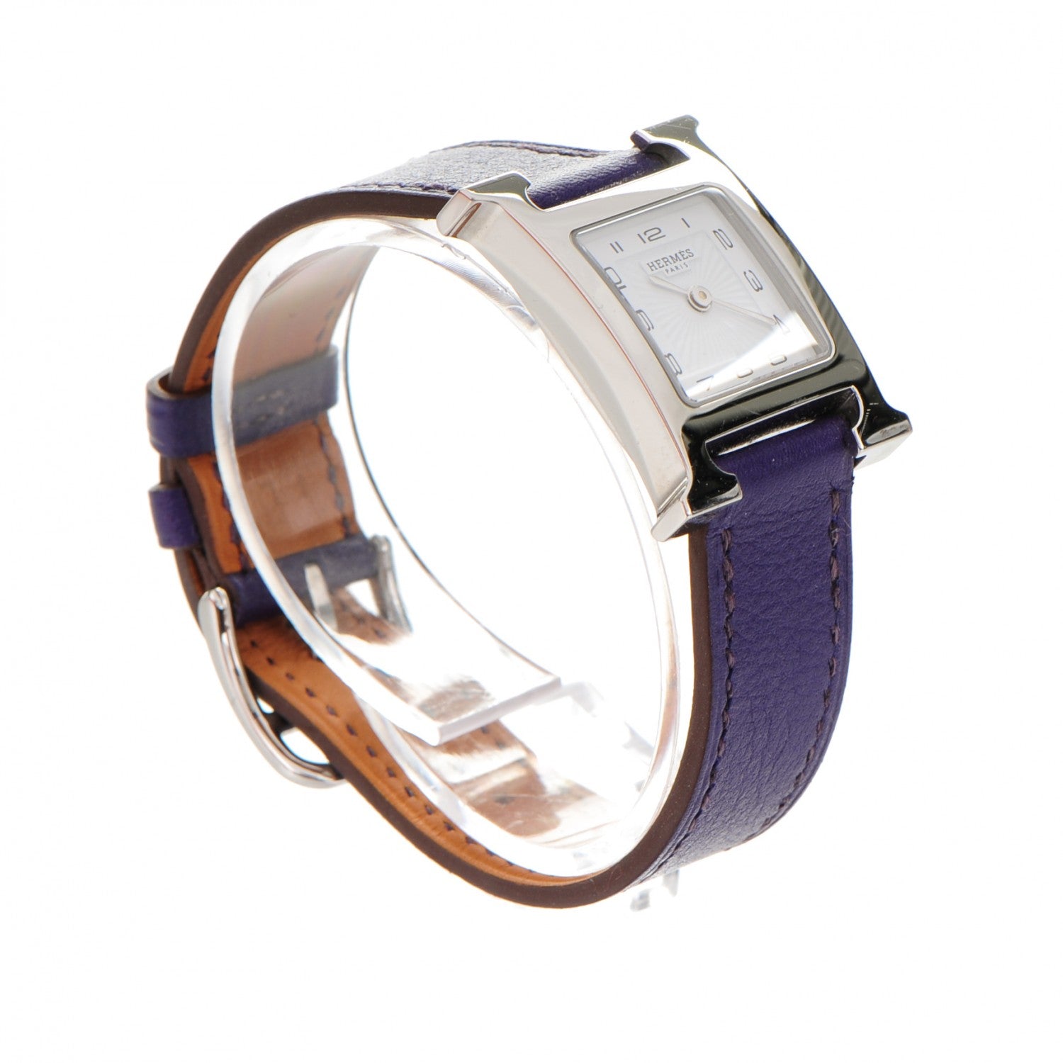 Hermes Stainless Steel Swift 21mm Heure H Hour Quartz Watch Iris 10 of 11