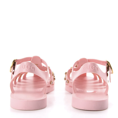 Gucci Rubber Crystal Womens Buckle Strap Sandal 37 Perfect Pink 7 of 10