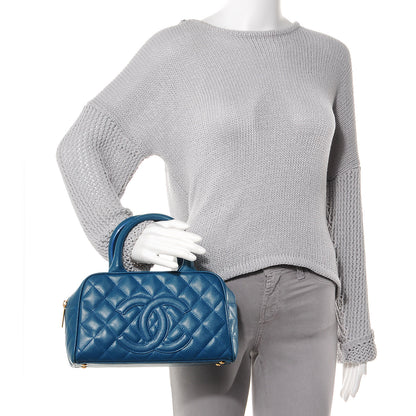 Chanel Caviar Quilted Small Bowler Blue 2 of 6