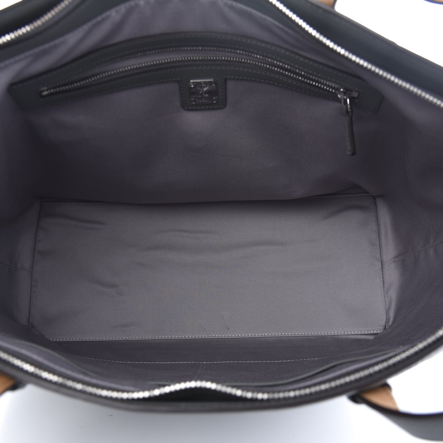 MCM Calfskin Ottomar Monogram Medium Klara Top Zip Tote Charcoal 5 of 10