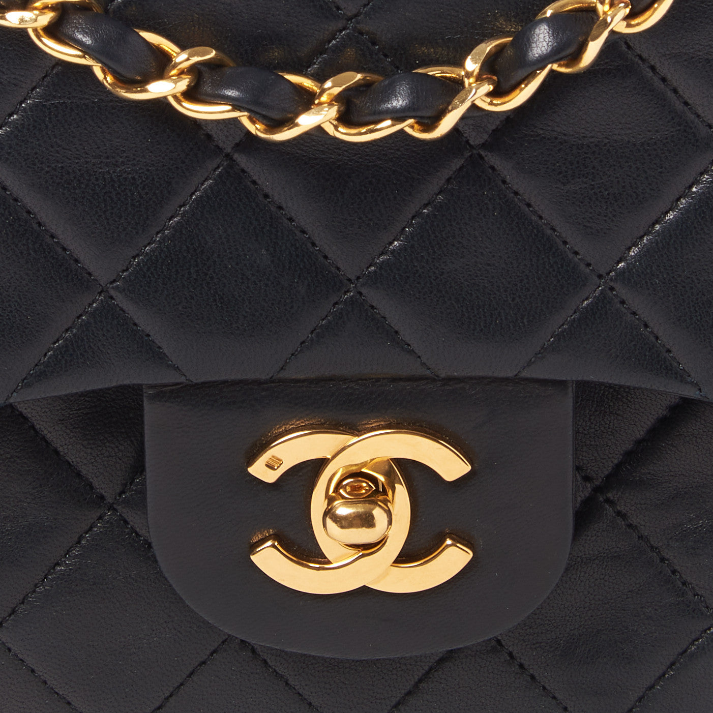 Lambskin Quilted Small Double Flap Black
