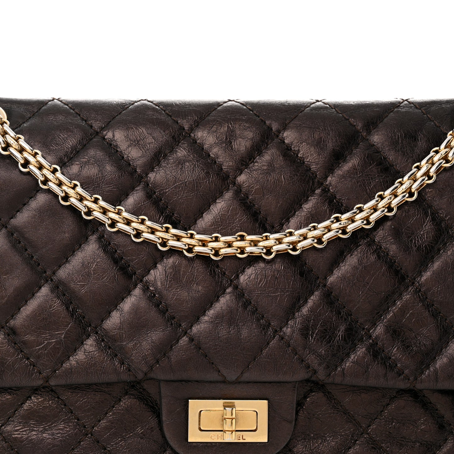Metallic Aged Calfskin Quilted 2.55 Reissue 226 Flap Brown