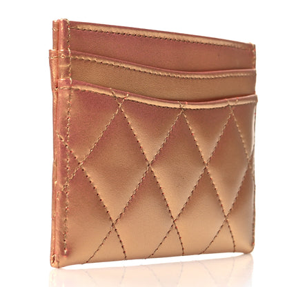 Chanel Metallic Lambskin Quilted CC Card Holder Golden 3 of 10