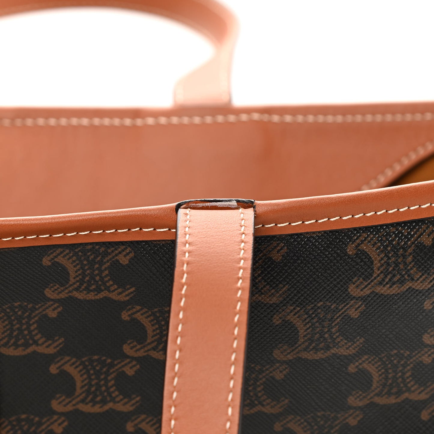 Triomphe Canvas Calfskin Medium Cabas Bag Tan