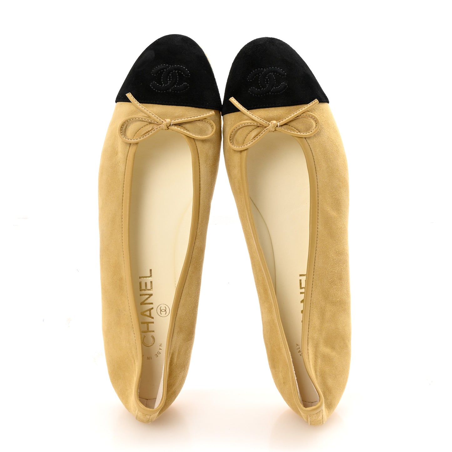 Suede Cap Toe CC Ballerina Flats 40 Beige Black