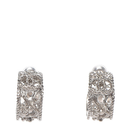 Chanel CC Camellia Hoop Earrings Silver 1 of 4