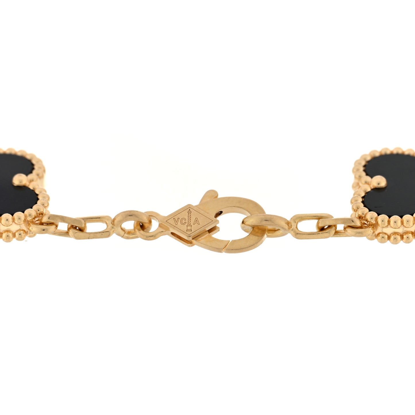 18K Yellow Gold Black Onyx 5 Motifs Vintage Alhambra Bracelet