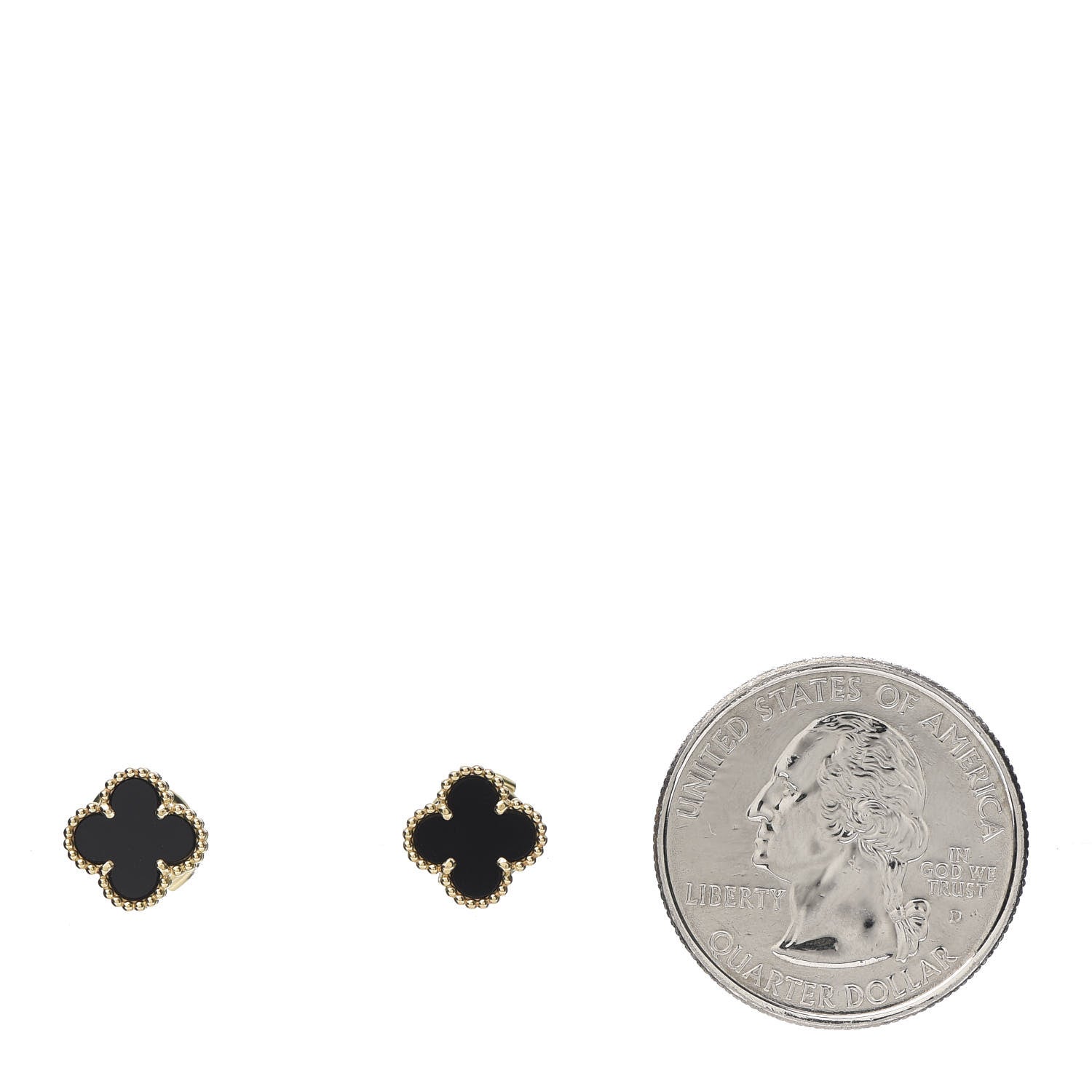 Van Cleef & Arpels 18K Yellow Gold Black Onyx Sweet Alhambra Earrings 2 of 5