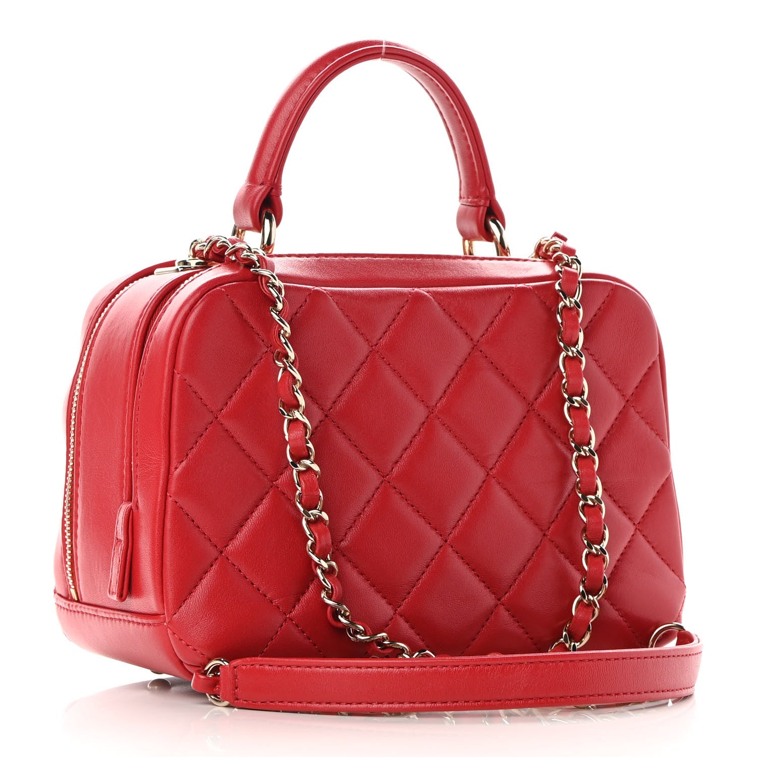 Chanel Lambskin Quilted Small Trendy CC Bowling Bag Red 3 of 11