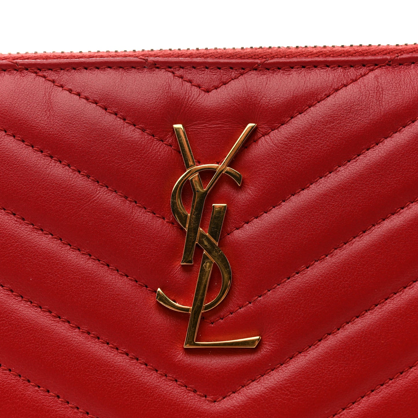 Calfskin Matelasse Chevron Monogram A5 Wristlet Bandana Red