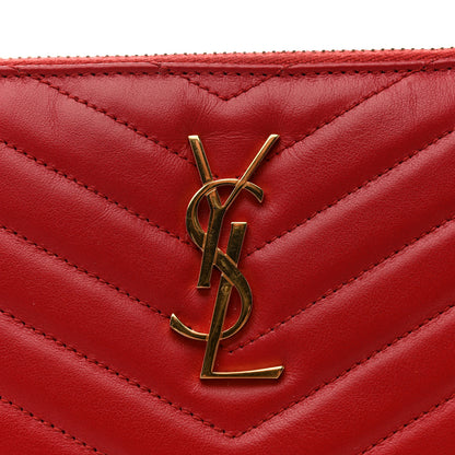 Saint Laurent Calfskin Matelasse Chevron Monogram A5 Wristlet Bandana Red 8 of 11