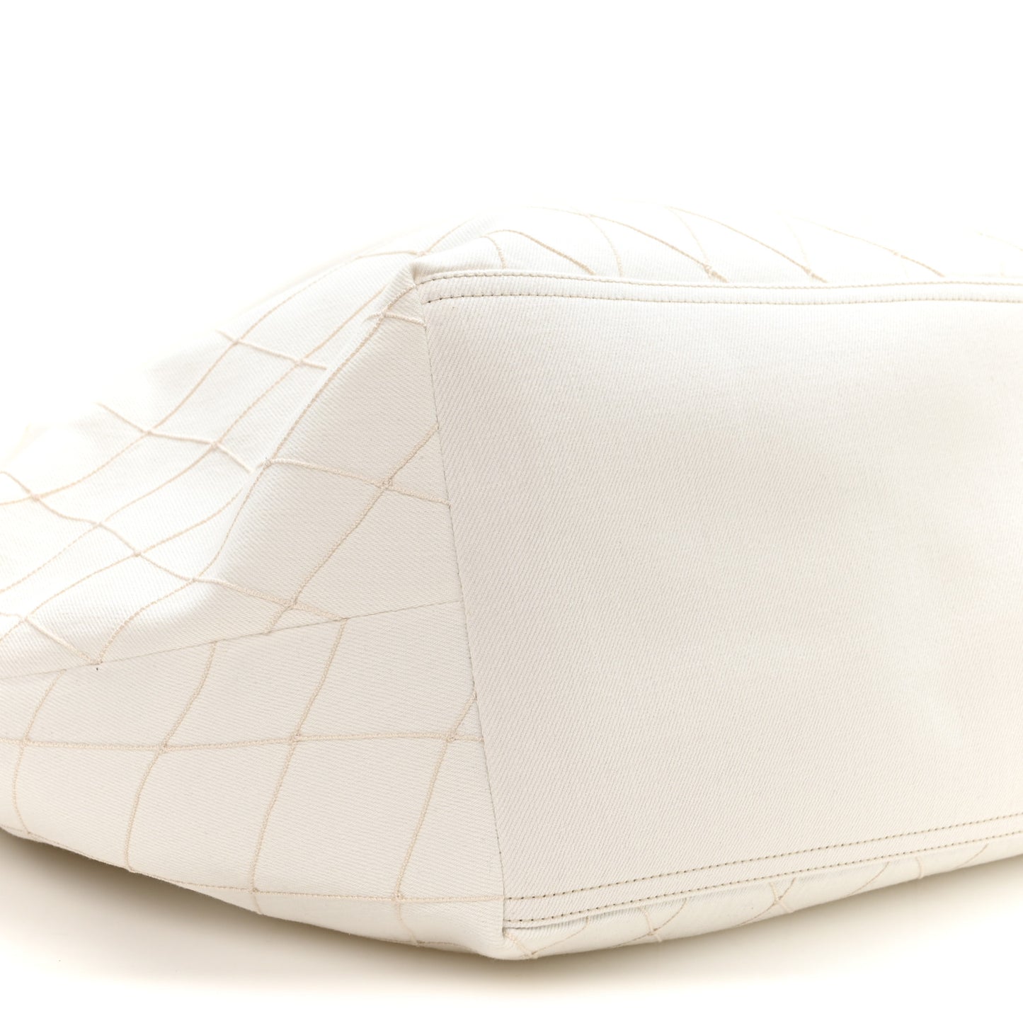 Denim Calfskin Quilted Coco Beach Small Shopping Tote White Black