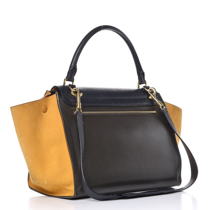 Celine Smooth Calfskin Suede Medium Tri-Color Trapeze Mustard 4 of 19