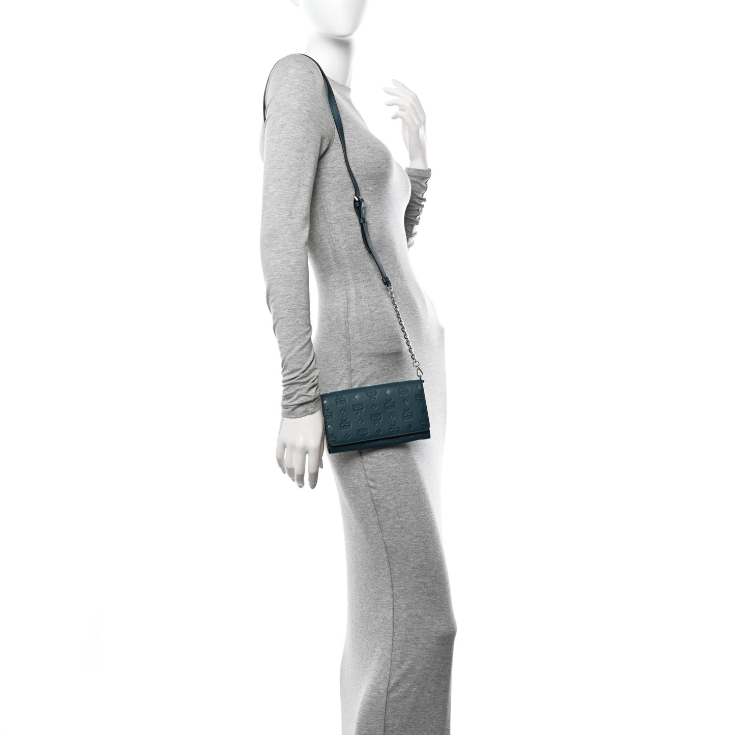Calfskin Ottomar Wallet On Chain Teal