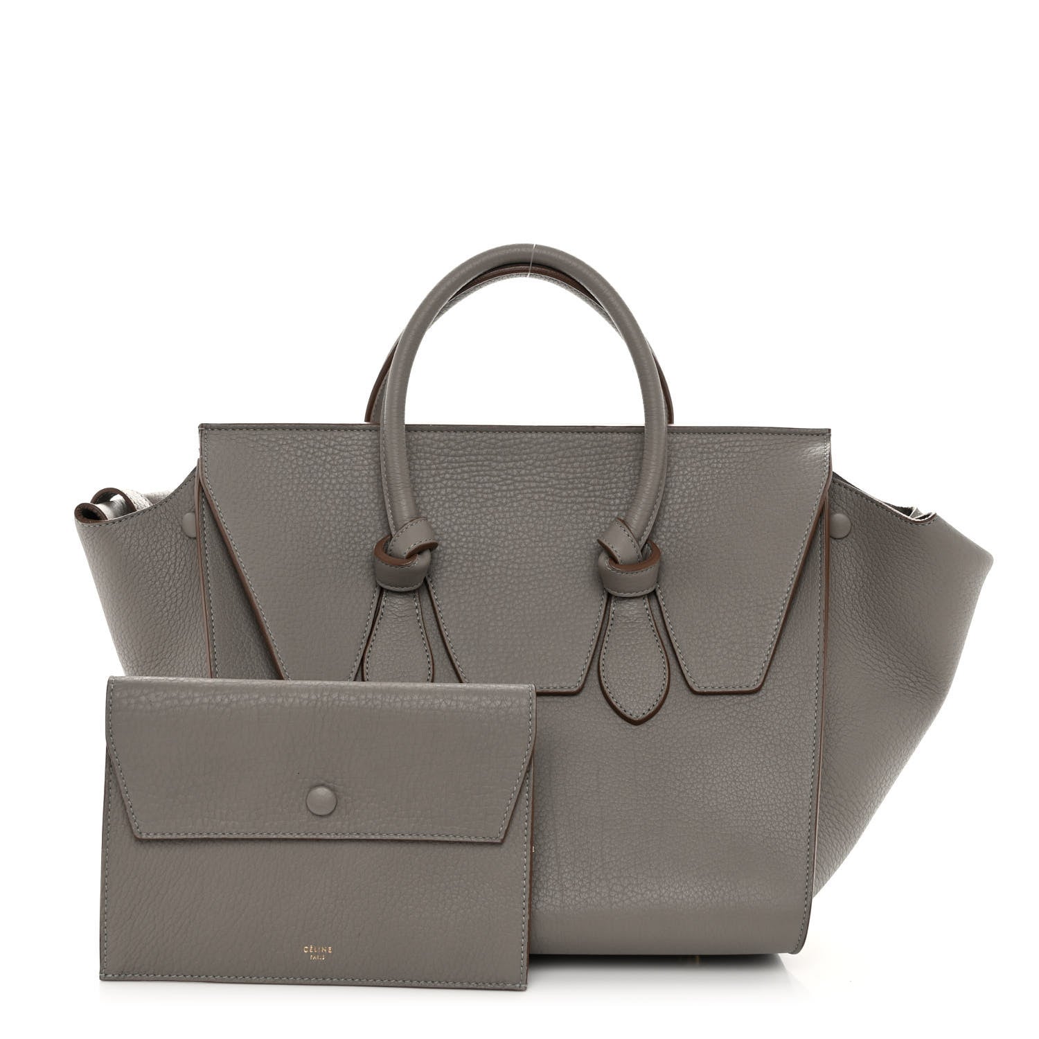 Celine Crisped Calfskin Small Tie Knot Tote Medium Grey 1 of 11
