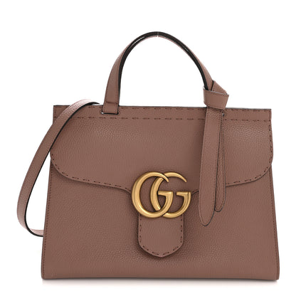 Gucci Calfskin Small GG Marmont Top Handle Bag Rosy Phard 1 of 13