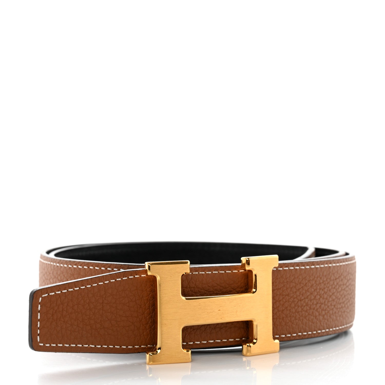 Hermes Box Togo 32mm H Belt 85 Black Gold 2 of 8