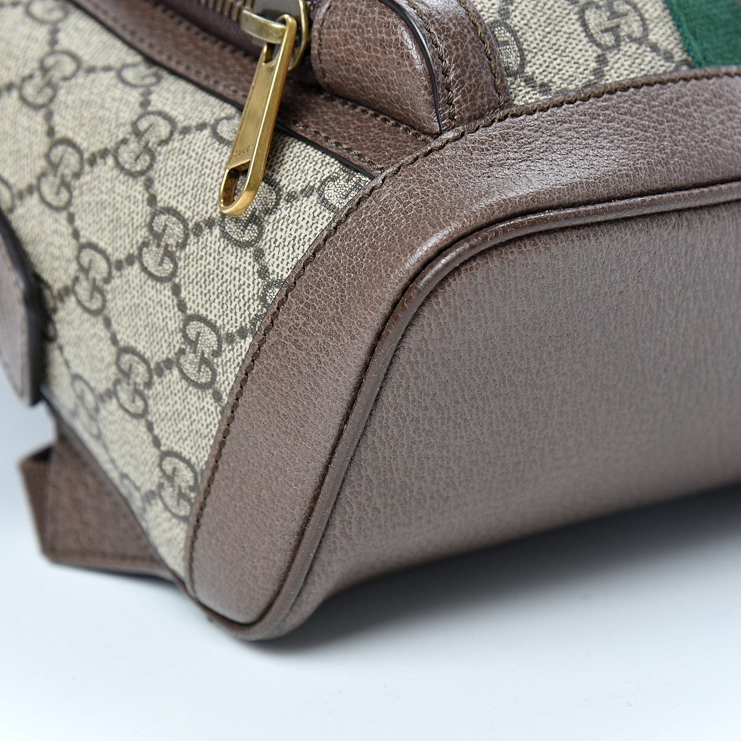Gucci GG Supreme Monogram Calfskin Web Small Ophidia Day Backpack Beige Ebony New Acero 8 of 10