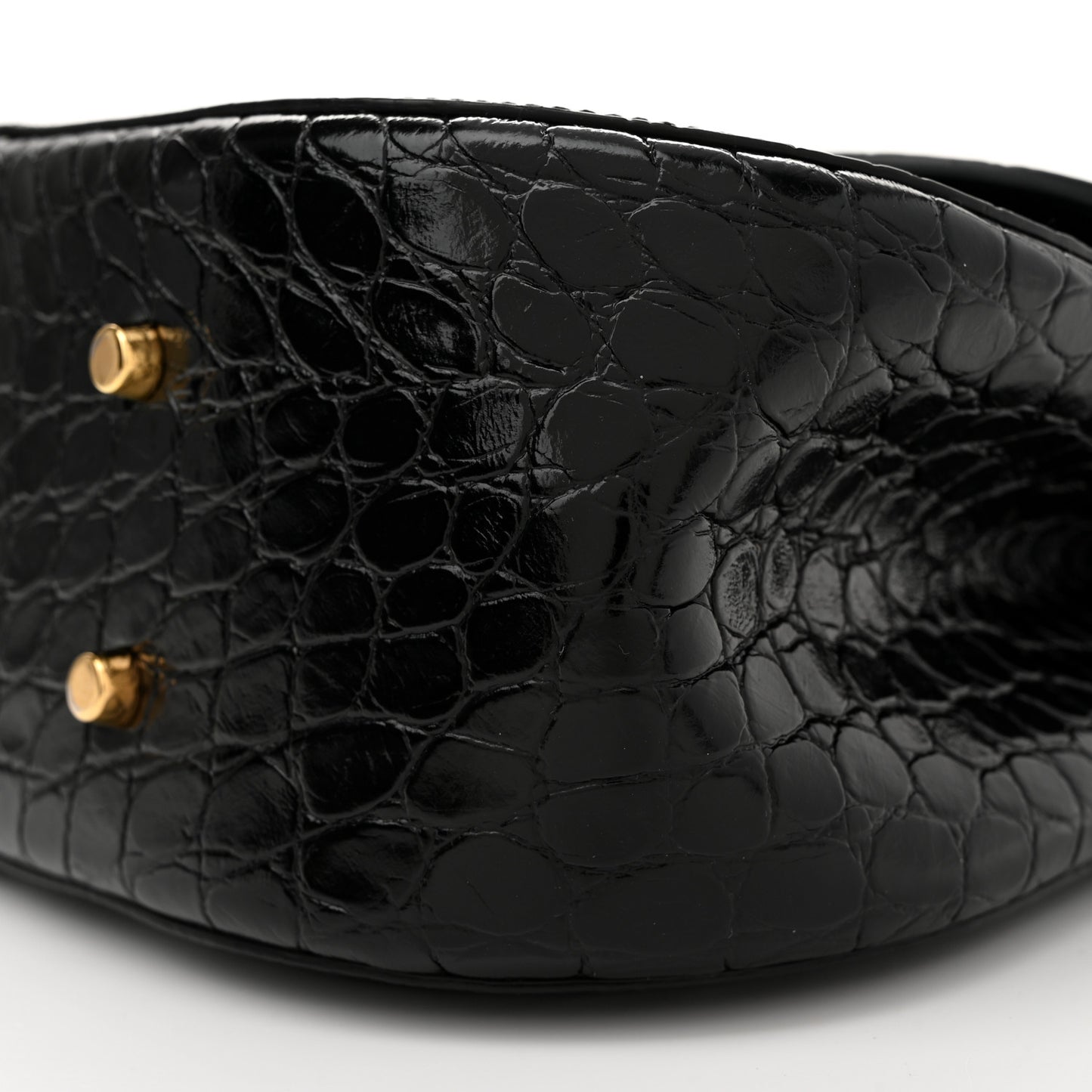 Calfskin Crocodile Embossed Greca Goddess Top Handle Bag Black