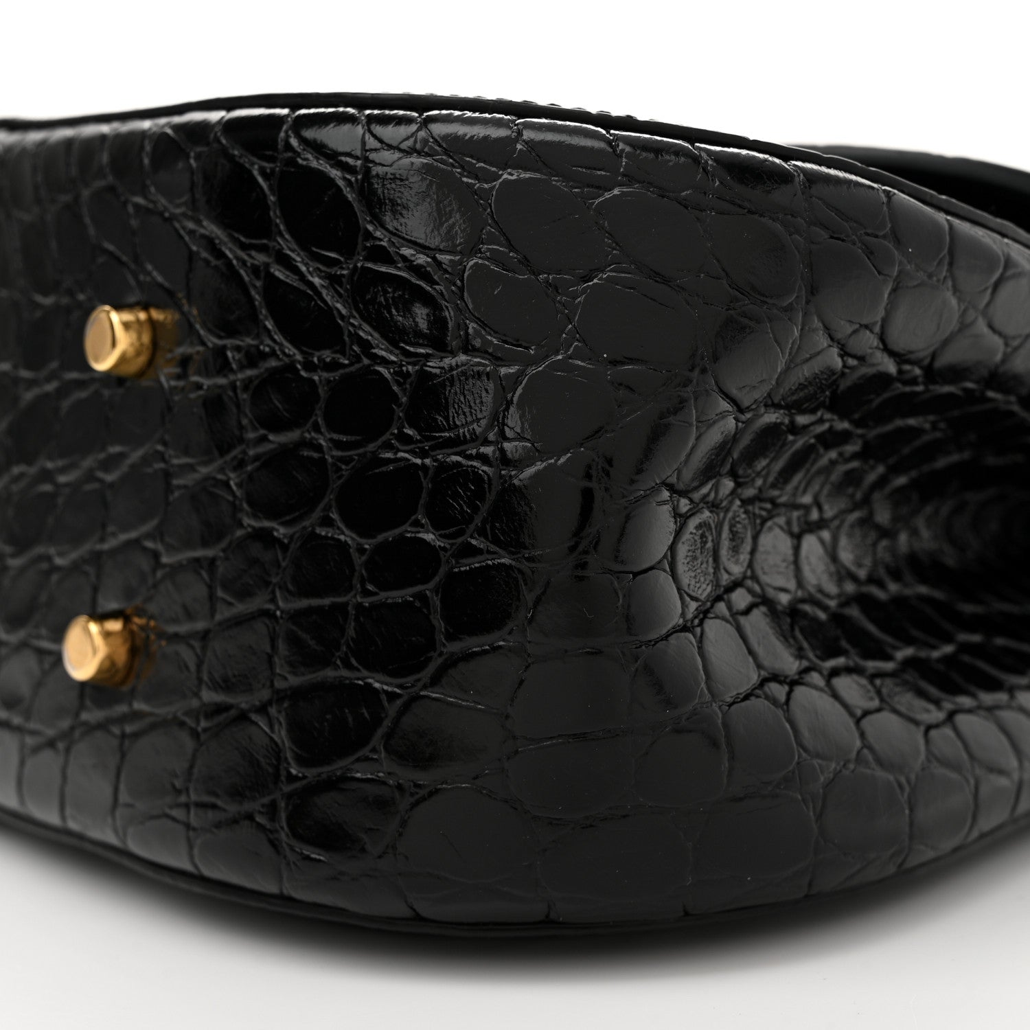 Versace Calfskin Crocodile Embossed Greca Goddess Top Handle Bag Black 9 of 11