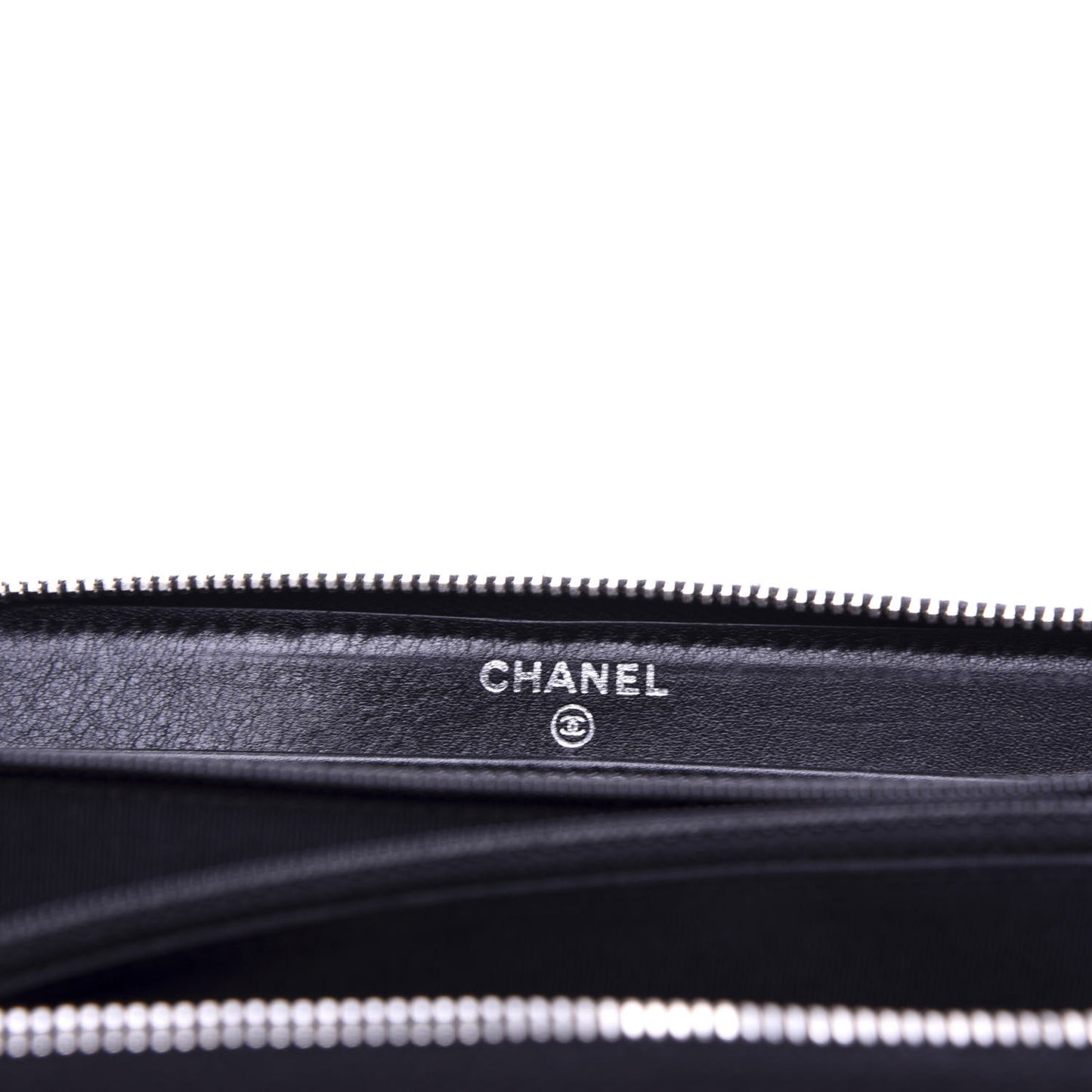 Patent Quilted Zip Around Wallet Black