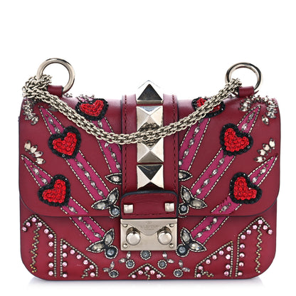 Valentino Garavani Vitello Crystal Loveblade Embellished Mini Glam Lock Rockstud Flap Rubino 1 of 10