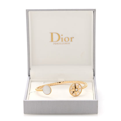 Christian Dior 18K Yellow Gold Diamond Mother of Pearl Rose Des Vents Cuff Bracelet 4 of 4