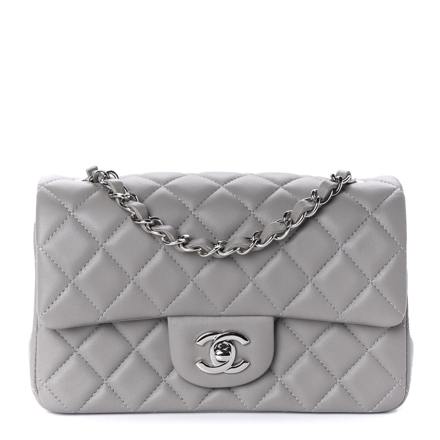 Chanel Lambskin Quilted Mini Rectangular Flap Grey 1 of 11
