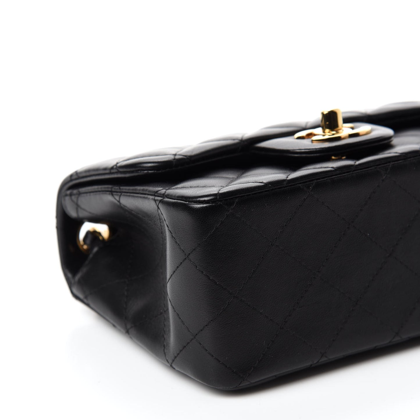 Lambskin Quilted Mini Square Flap Black