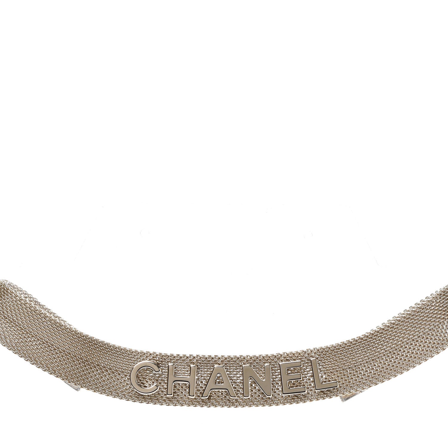 Chanel Mesh Ribbon Choker Necklace Gold 6 of 10