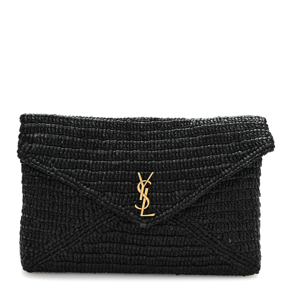 Raffia Large Cassandre Envelope Pouch Black