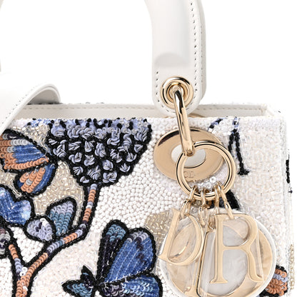 Christian Dior Calfskin Toile de Jouy Beaded Sequin Embroidered Small Mexico Lady Dior White Pastel Midnight Blue 8 of 10