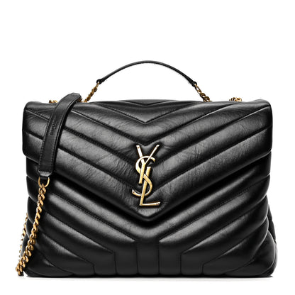Saint Laurent Calfskin Y Quilted Monogram Medium Loulou Chain Satchel Black 1 of 7