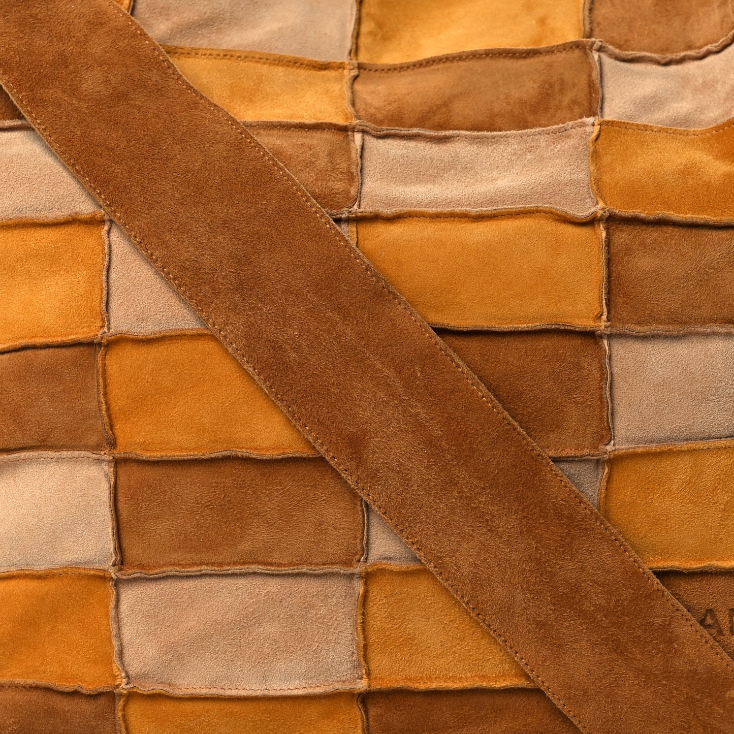 Suede Patchwork Shoulder Bag Light Brown