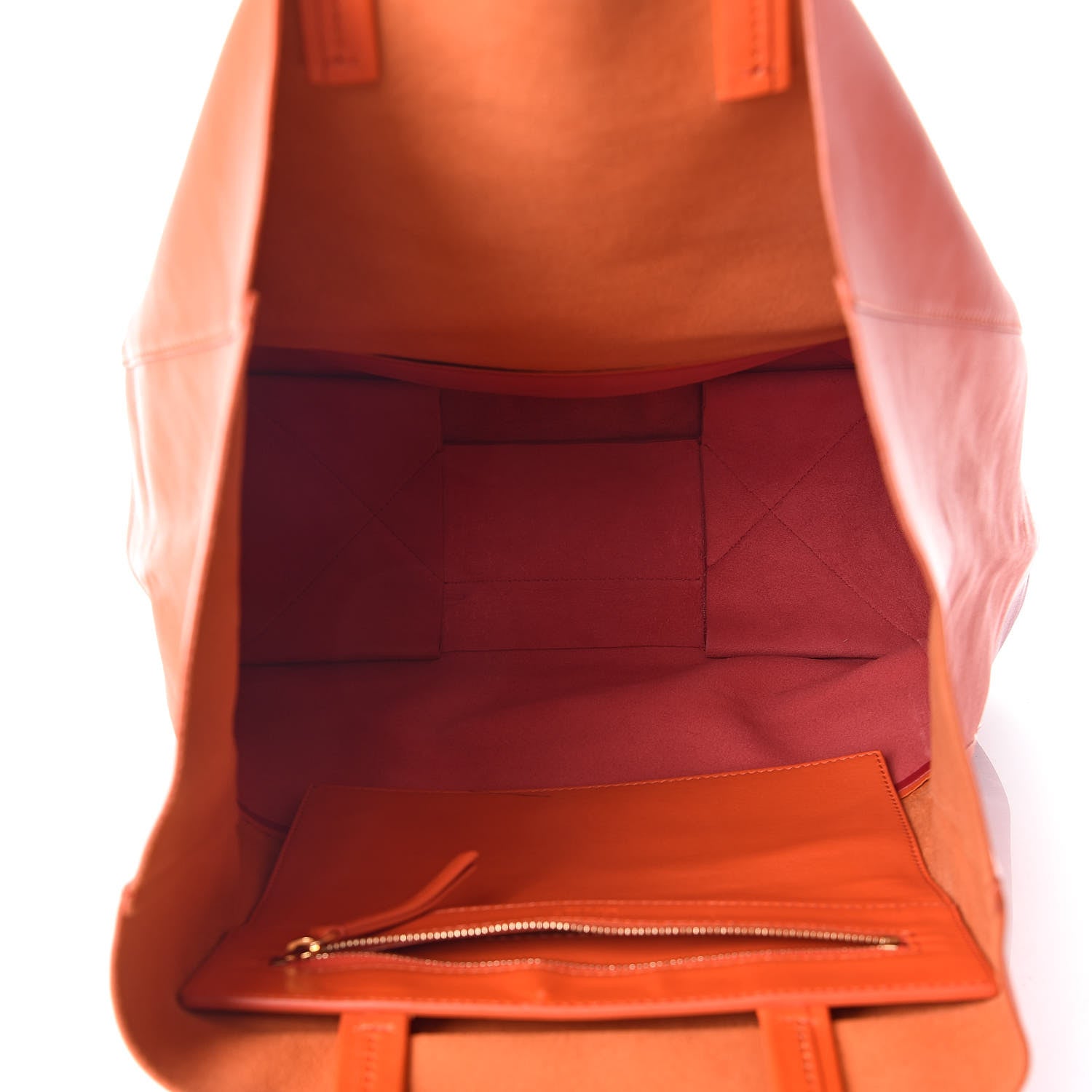 Celine Lambskin Vertical Bi-Cabas Orange Magenta 7 of 11