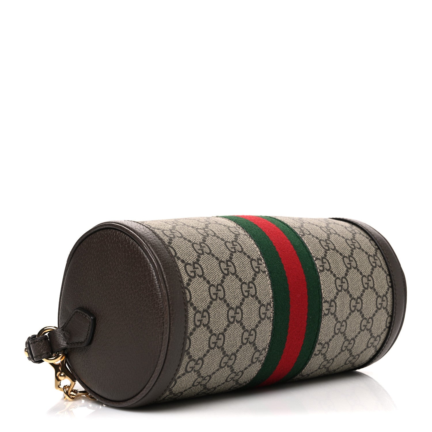 Gucci GG Supreme Monogram Textured Dollar Calfskin Web Small Ophidia Blondie Barrel shoulder Bag Beige New Acero 4 of 10