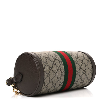 Gucci GG Supreme Monogram Textured Dollar Calfskin Web Small Ophidia Blondie Barrel shoulder Bag Beige New Acero 4 of 10