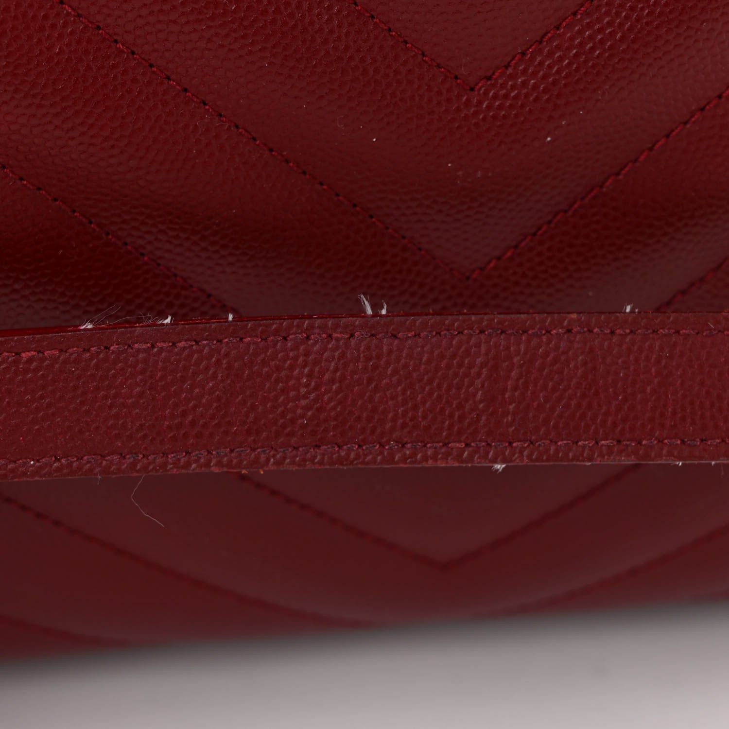 Saint Laurent Grain De Poudre Matelasse Chevron Monogram Shopping Bag Oxblood 12 of 15