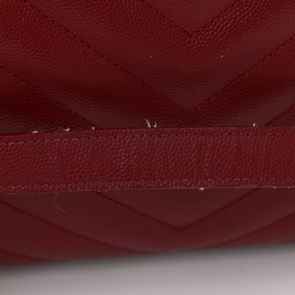 Saint Laurent Grain De Poudre Matelasse Chevron Monogram Shopping Bag Oxblood 12 of 15