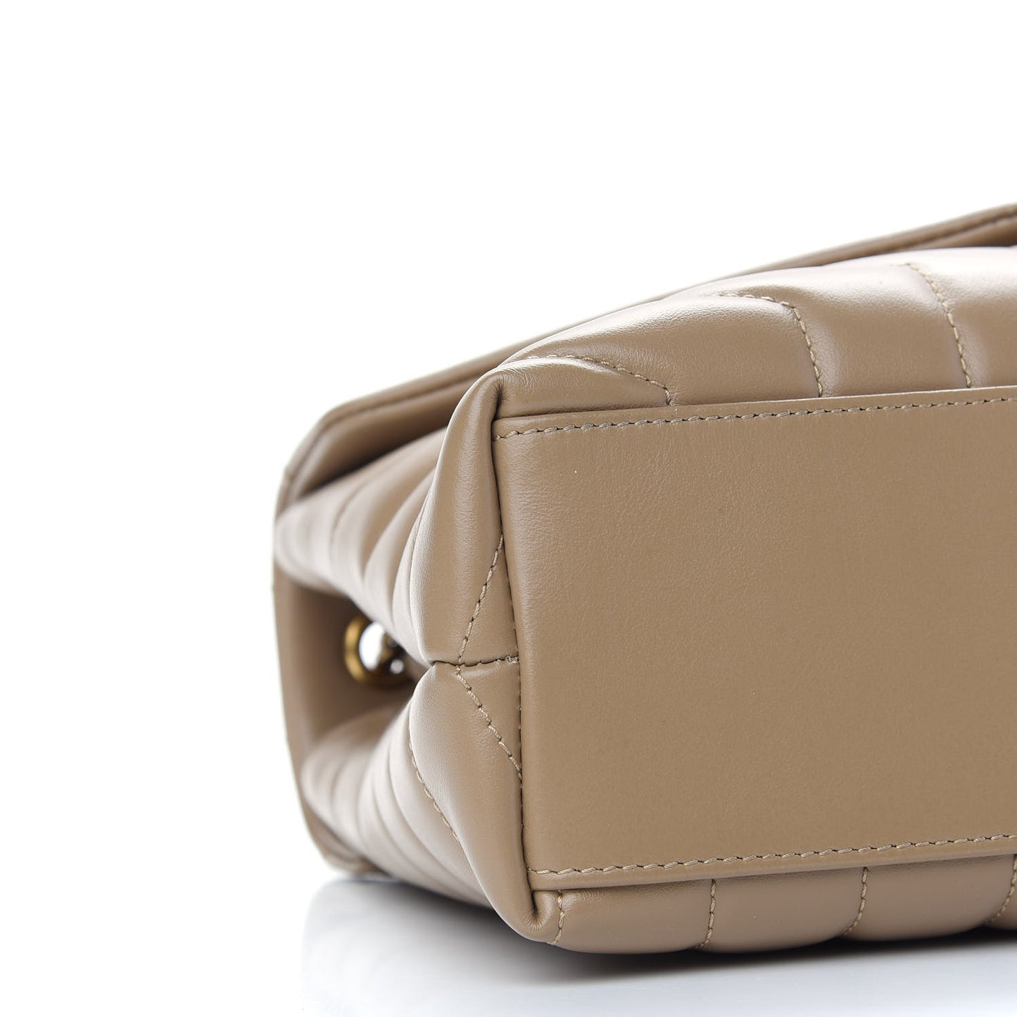 Calfskin Y Quilted Monogram Small Loulou Chain Satchel Nude Powder