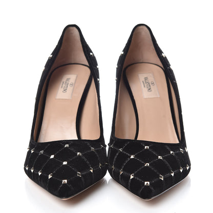 Valentino Garavani Velvet Rockstud Spike 90mm Pumps 39.5 Black 2 of 8