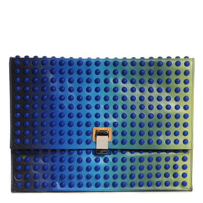 Proenza Schouler Leather Studded Large Ombre Lunch Bag Clutch Blue Green 1 of 8