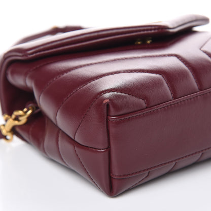 Saint Laurent Calfskin Y Quilted Monogram Toy Loulou Crossbody Bag Rouge 7 of 9