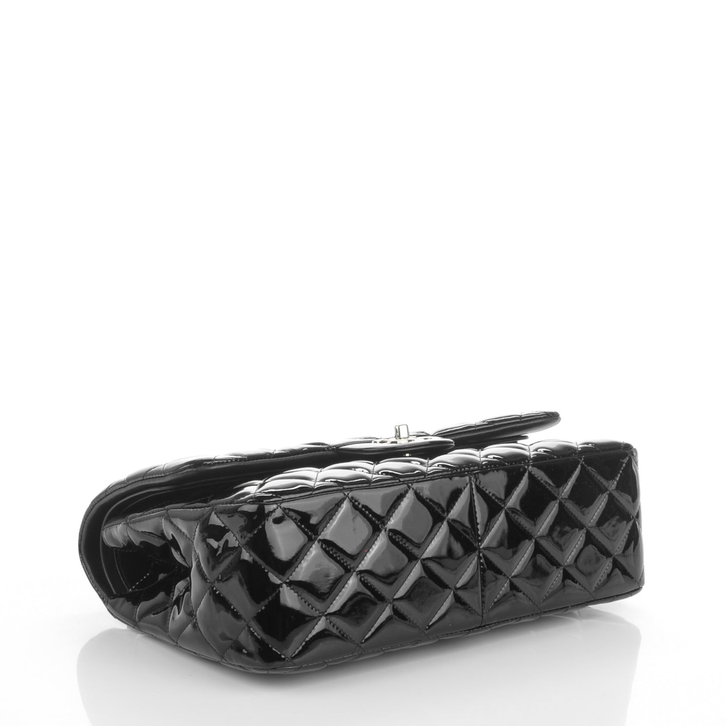 Patent Quilted Jumbo Double Flap Black